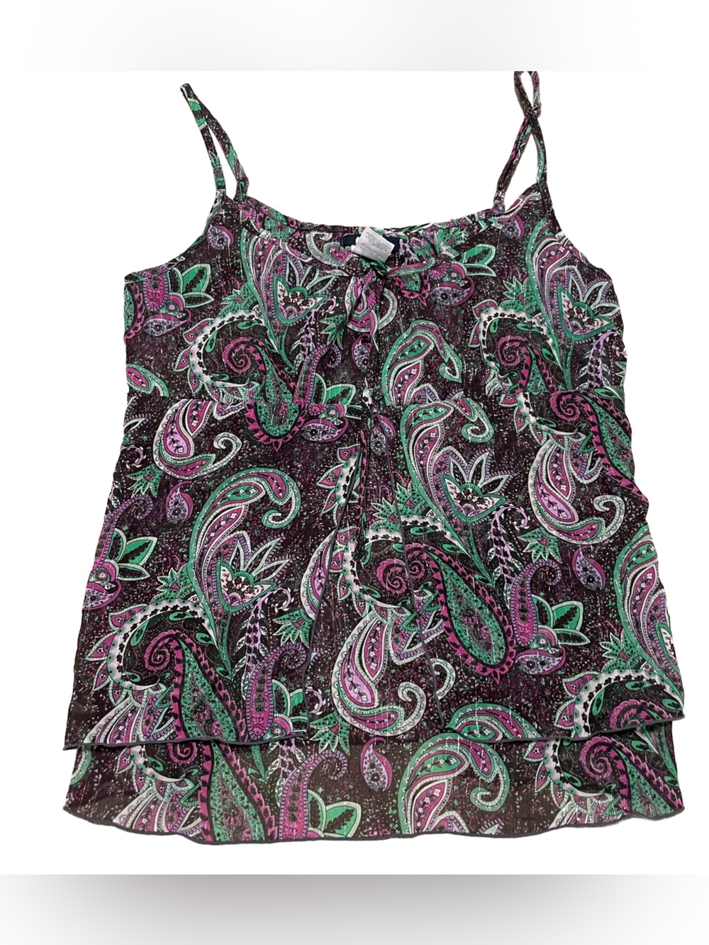 True y2k Women’s Paisley Spaghetti Strap Tank Top in Pink, Brown & Green